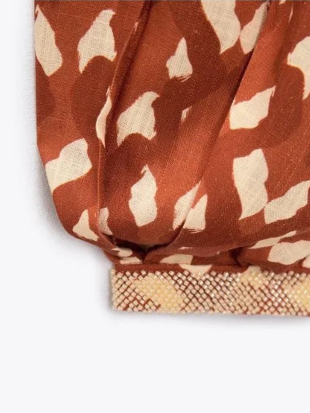 Zara Rust Patterned Button-Front Crop Top - Picture 13 of 15